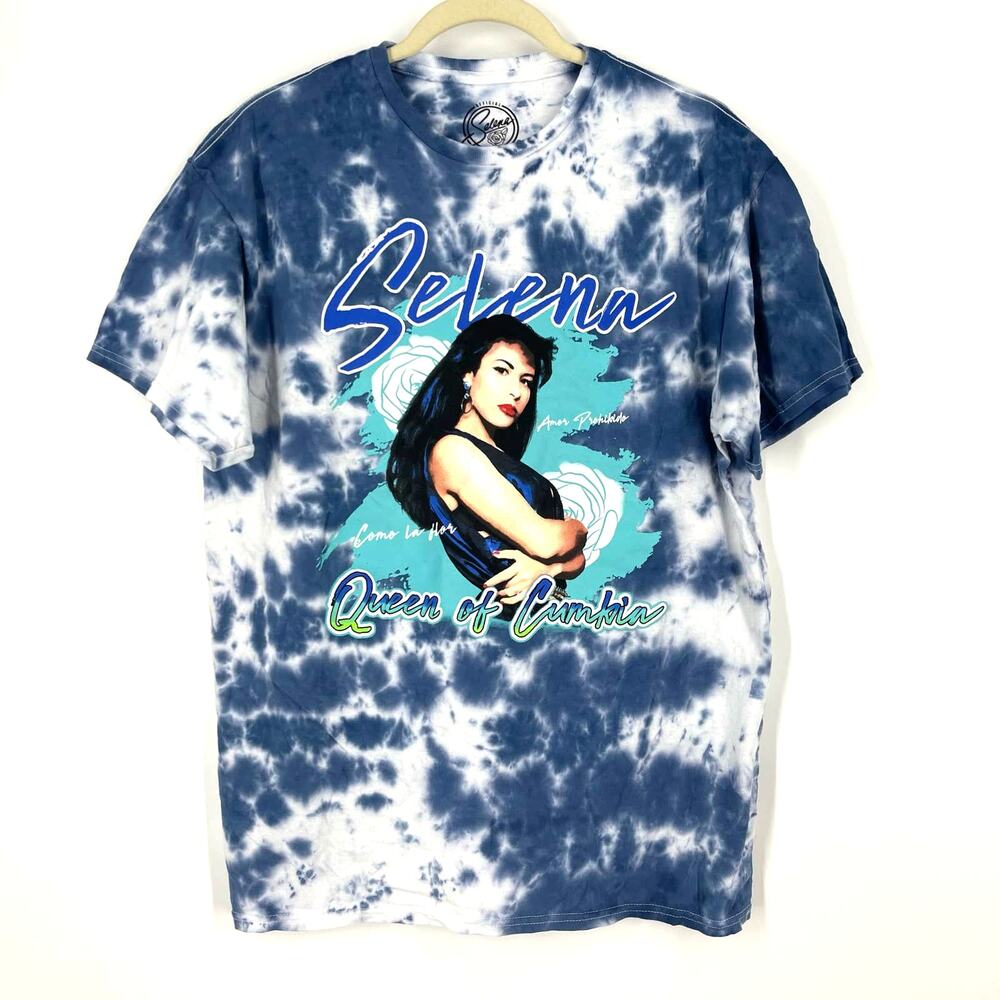 Selena Queen Of Cumbia Portrait Tie Dye‎ T-Shirt Blue Size Large NWOT